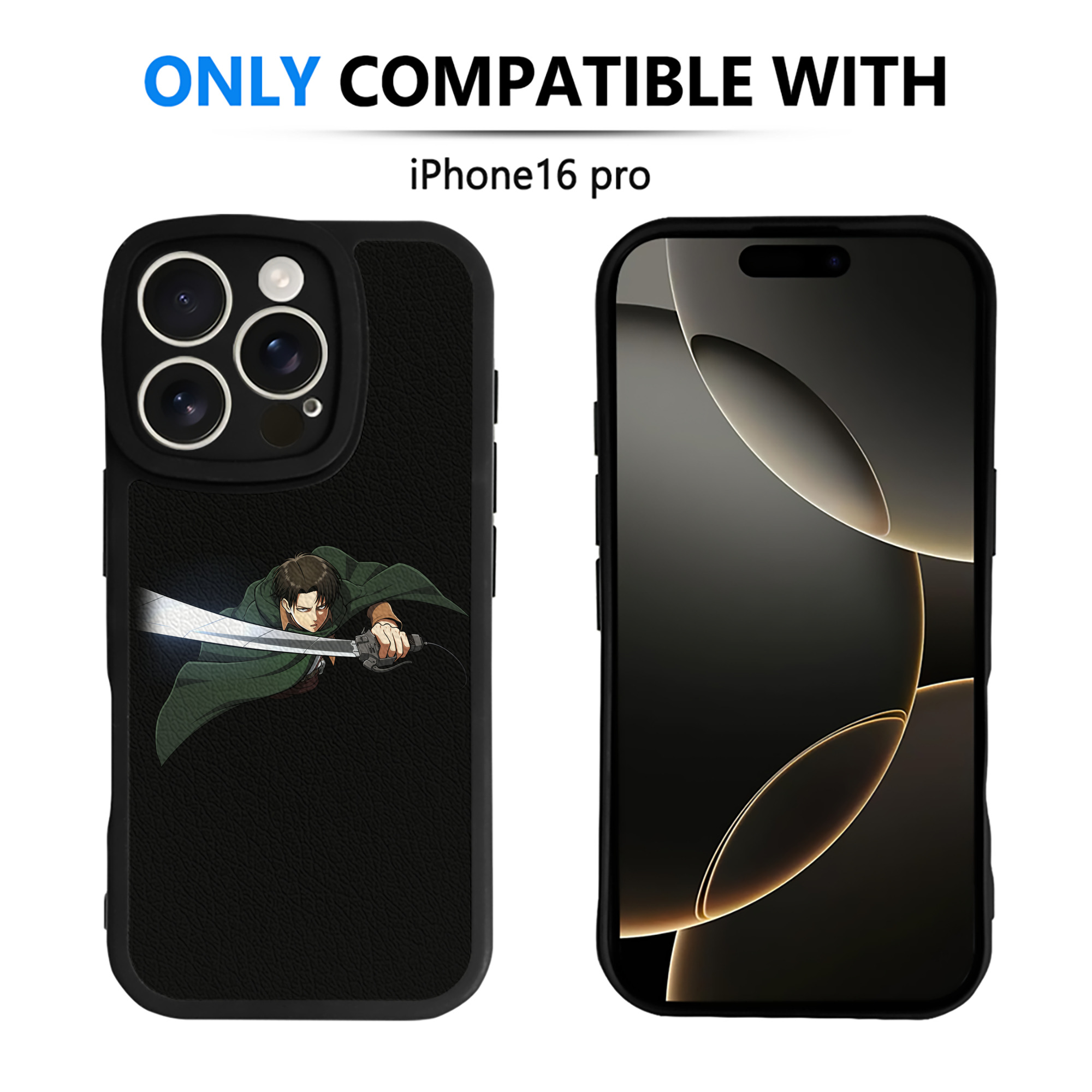 （画像用） 進撃の巨人 リヴァイ·アッカーマン Attack on Titan Levi Ackerman 【iPhone 16シリーズ対応】シリコンスマホケース（レザー調） 材質：シリコン
